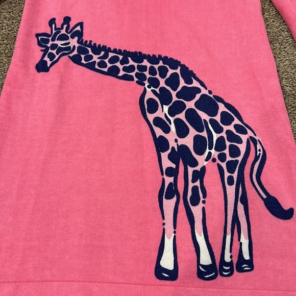 Girls size Small 4/5 Lilly Pulitzer pink long sleeve sweater dress with giraffe - Picture 3 of 3